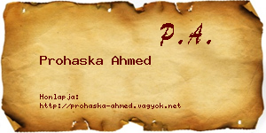 Prohaska Ahmed névjegykártya